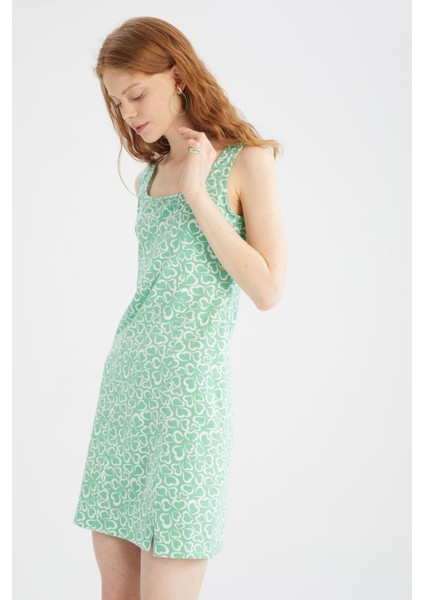 Coool Bodycon Kare Yaka Çiçek Desenli Yazlık Mini Elbise U1967AZ22SM modelleri