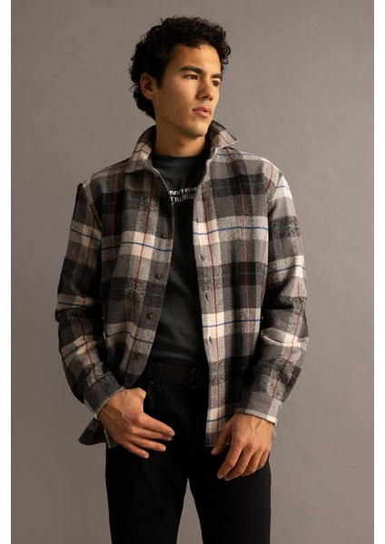 Regular Fit Kareli Oduncu Uzun Kollu Gömlek W7413AZ23SP