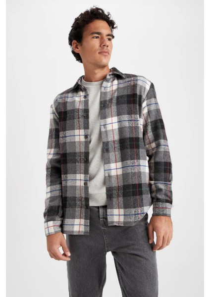 Regular Fit Kareli Oduncu Uzun Kollu Gömlek W7413AZ23SP
