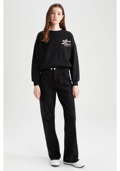 Bisiklet Yaka Slogan Baskılı Sweatshirt Z9429AZ22AU