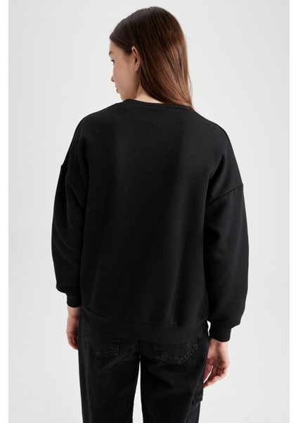 Bisiklet Yaka Slogan Baskılı Sweatshirt Z9429AZ22AU