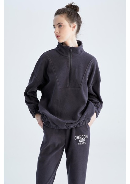 Oversize Fit Yarım Fermuarlı Polar Sweatshirt Y2649AZ22WN