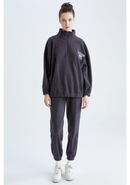 Oversize Fit Yarım Fermuarlı Polar Sweatshirt Y2649AZ22WN