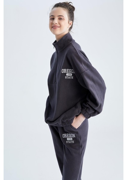 Oversize Fit Yarım Fermuarlı Polar Sweatshirt Y2649AZ22WN
