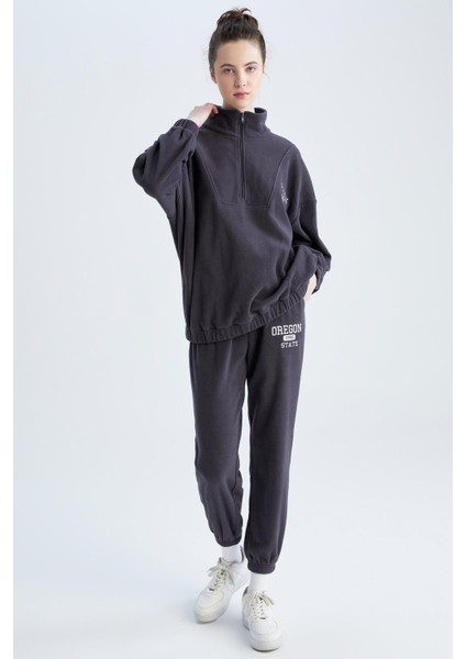 Oversize Fit Yarım Fermuarlı Polar Sweatshirt Y2649AZ22WN