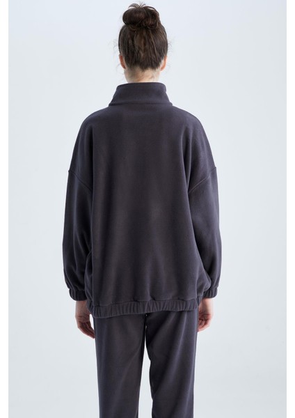 Oversize Fit Yarım Fermuarlı Polar Sweatshirt Y2649AZ22WN