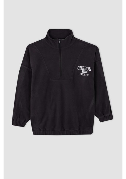 Oversize Fit Yarım Fermuarlı Polar Sweatshirt Y2649AZ22WN
