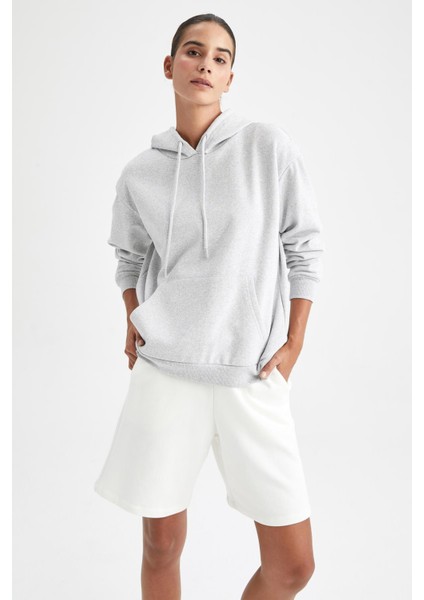 Regular Fit Kapüşonlu Kalın Sweatshirt W8071AZ22WN