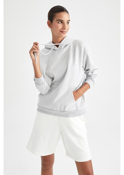 Regular Fit Kapüşonlu Kalın Sweatshirt W8071AZ22WN