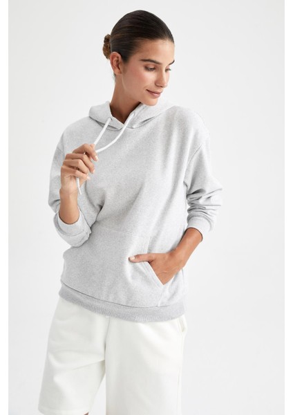 Regular Fit Kapüşonlu Kalın Sweatshirt W8071AZ22WN