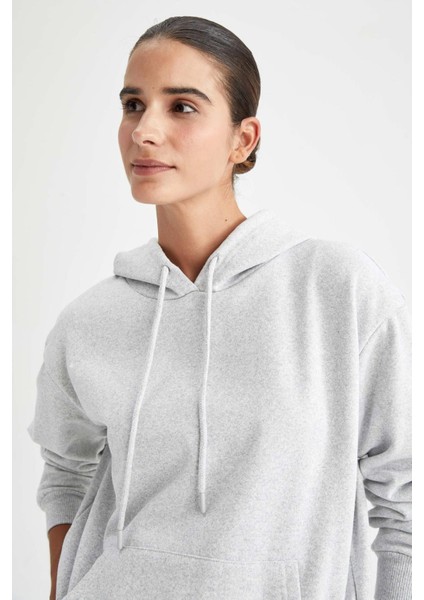 Regular Fit Kapüşonlu Kalın Sweatshirt W8071AZ22WN