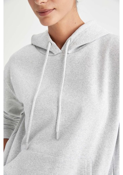 Regular Fit Kapüşonlu Kalın Sweatshirt W8071AZ22WN