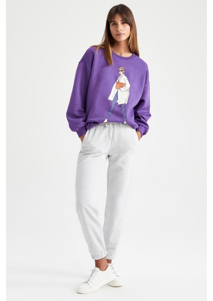 Beli Bağcıklı Cepli Relax Fit İçi Yumuşak Tüylü Jogger Eşofman Altı W1505AZ22WN