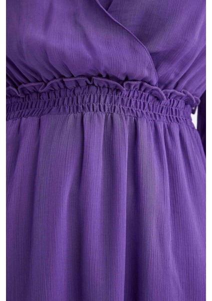 Wrap Yaka Şifon Uzun Kollu Mini Elbise Z0781AZ22AU