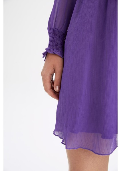 Wrap Yaka Şifon Uzun Kollu Mini Elbise Z0781AZ22AU