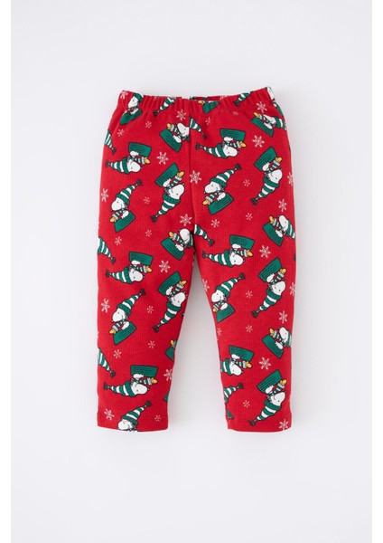 Erkek Bebek Snoopy Yılbaşı Temalı Uzun Kollu Fitilli Kaşkorse Pijama Takım Y6798A222WN