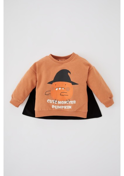 Erkek Bebek Bisiklet Yaka Hallowen Temalı Selanik Kumaş Sweatshirt Y8040A222WN