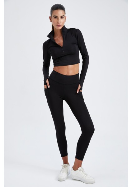Fit Slim Fit Dik Yaka Yarım Fermuarlı Uzun Kollu Tişört W0343AZ22WN fiyatları