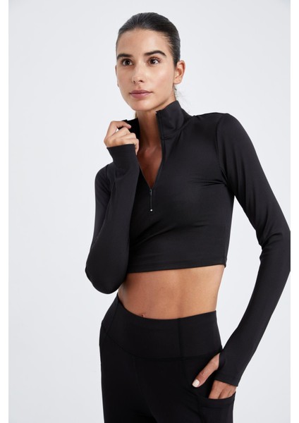 Fit Slim Fit Dik Yaka Yarım Fermuarlı Uzun Kollu Tişört W0343AZ22WN modelleri