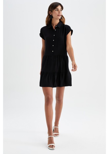 Gömlek Yaka Mini Kısa Kollu Elbise Y8113AZ22HS fiyatları