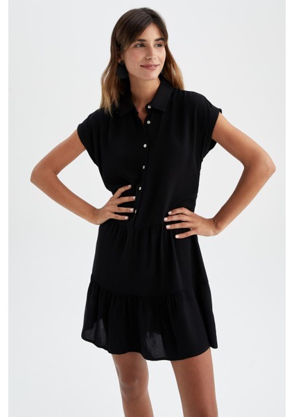 Gömlek Yaka Mini Kısa Kollu Elbise Y8113AZ22HS modelleri