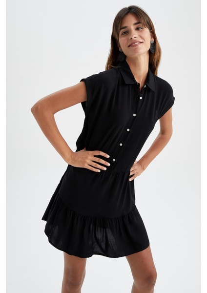 Gömlek Yaka Mini Kısa Kollu Elbise Y8113AZ22HS fırsatları