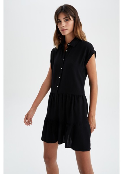 Gömlek Yaka Mini Kısa Kollu Elbise Y8113AZ22HS indirimleri