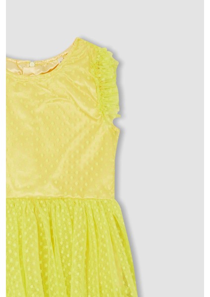 Kız Çocuk Bisiklet Yaka Kolsuz Tül Elbise Y7207A622SM fiyatları