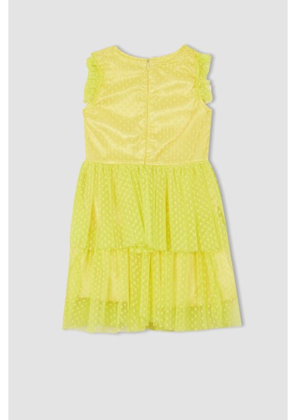 Kız Çocuk Bisiklet Yaka Kolsuz Tül Elbise Y7207A622SM modelleri