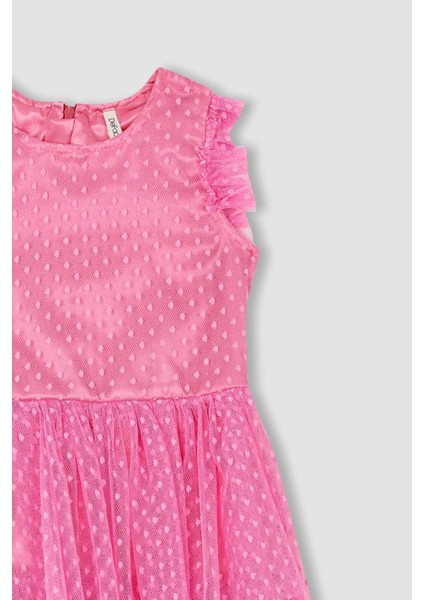 Kız Çocuk Bisiklet Yaka Kolsuz Tül Elbise Y7207A622SM fiyatları