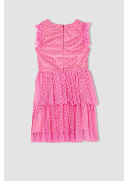 Kız Çocuk Bisiklet Yaka Kolsuz Tül Elbise Y7207A622SM modelleri