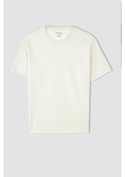 Boxy Fit Bisiklet Yaka Kısa Kollu Pamuklu Penye Tişört X3926AZ22AU