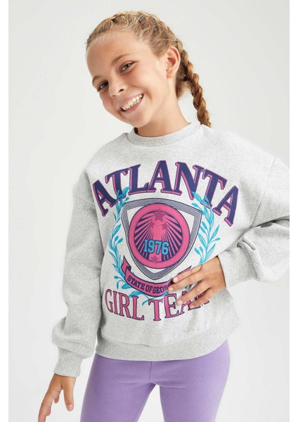 Kız Çocuk Bisiklet Yaka İçi Yumuşak Tüylü Sweatshirt Y3787A622AU