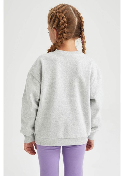 Kız Çocuk Bisiklet Yaka İçi Yumuşak Tüylü Sweatshirt Y3787A622AU indirimleri