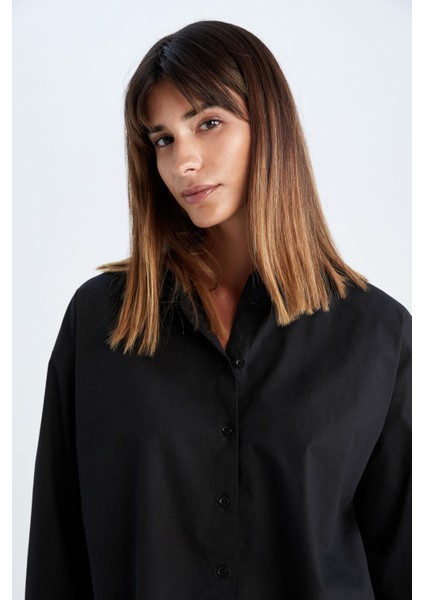 Oversize Fit Uzun Kollu Poplin %100 Pamuk Gömlek T8735AZ22AU fırsatları