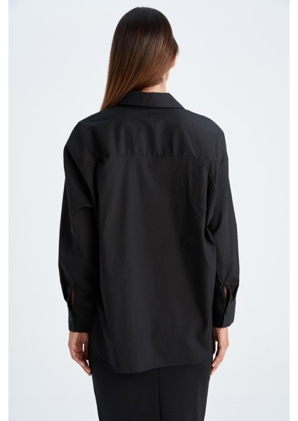 Oversize Fit Uzun Kollu Poplin %100 Pamuk Gömlek T8735AZ22AU indirimleri