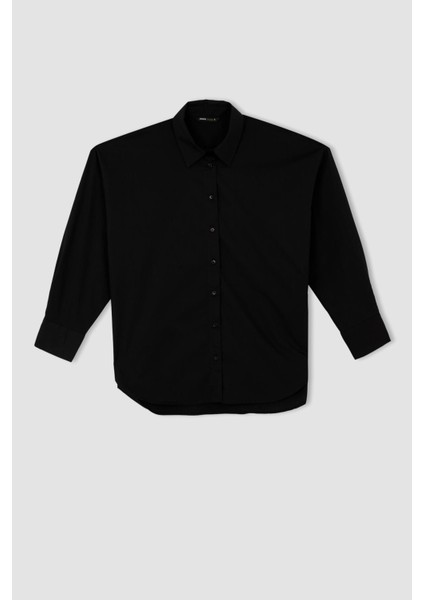 Oversize Fit Uzun Kollu Poplin %100 Pamuk Gömlek T8735AZ22AU