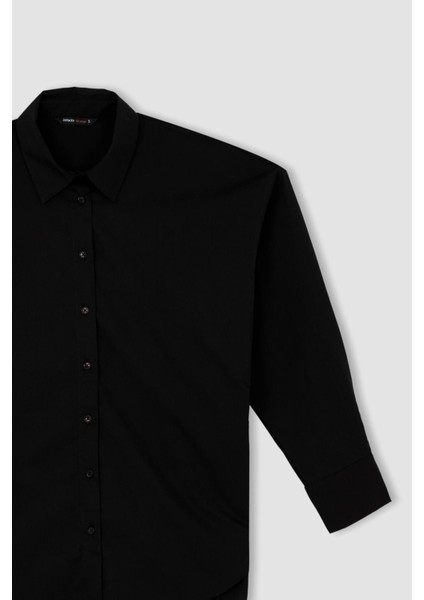 Oversize Fit Uzun Kollu Poplin %100 Pamuk Gömlek T8735AZ22AU