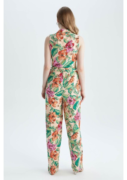 Gömlek Yaka Çiçekli Kolsuz Uzun Tulum Y8589AZ22HS fırsatları