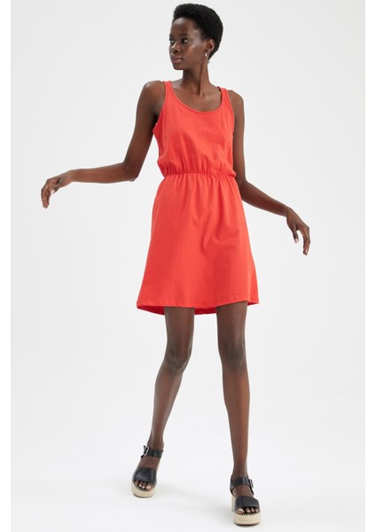 Basic Kolsuz %100 Pamuk Mini Yazlık Elbise T8056AZ22SM modelleri