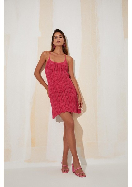 Fitted Askılı Mini Örgü Kroşe Elbise X7264AZ22SP modelleri