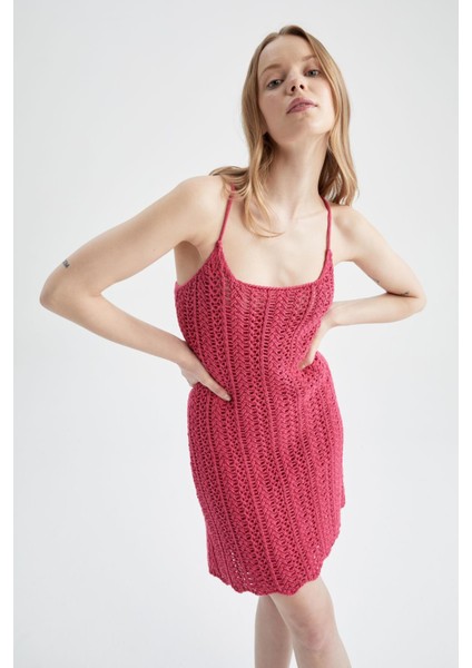 Fitted Askılı Mini Örgü Kroşe Elbise X7264AZ22SP indirimleri