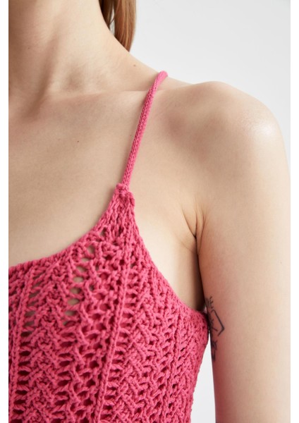 Fitted Askılı Mini Örgü Kroşe Elbise X7264AZ22SP