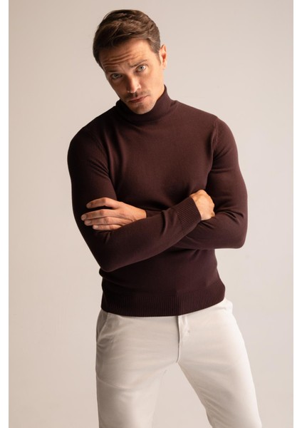 Slim Fit Balıkçı Yaka Triko Kazak R1124AZ22WN