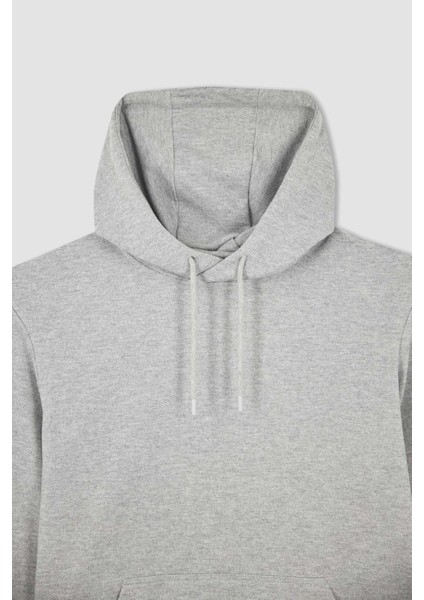 Regular Fit Kapüşonlu Kanguru Cepli Sweatshirt X6031AZ22AU