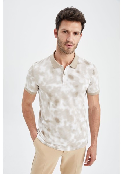 Modern Fit Polo Yaka Desenli Kısa Kollu Tişört W9484AZ22SP