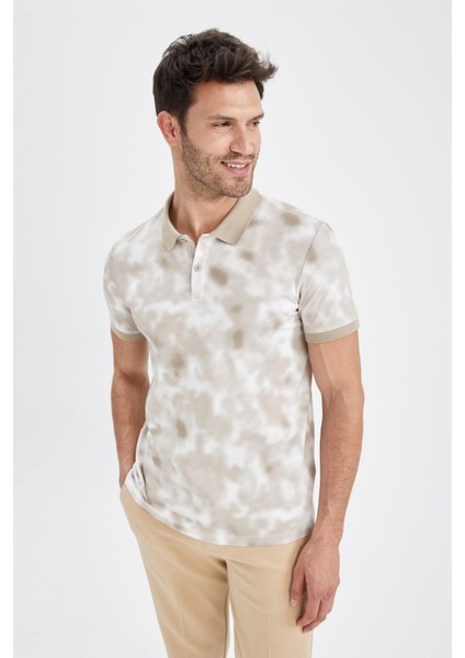 Modern Fit Polo Yaka Desenli Kısa Kollu Tişört W9484AZ22SP modelleri