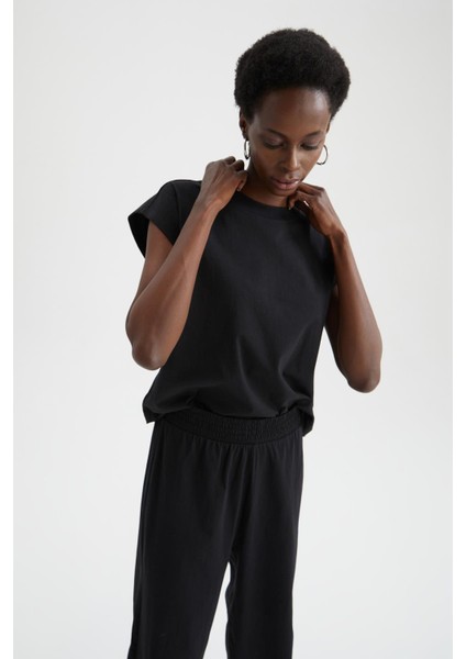 Regular Fit Bisiklet Yaka Basic Yarasa Kollu Tişört X0424AZ22SP fırsatları