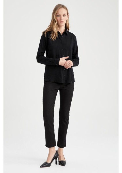 Regular Fit Dokulu Uzun Kollu Gömlek M9480AZ23SP