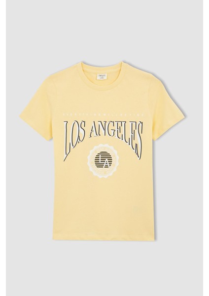 Erkek Çocuk Regular Fit Baskılı Kısa Kollu Pamuklu Penye Tişört X2470A622SP